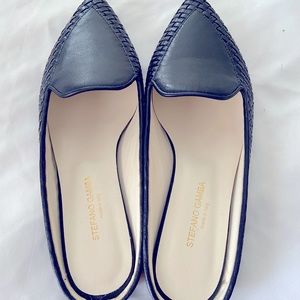 Shoes-navy blue Italian leather slides-6.5M. Never worn
